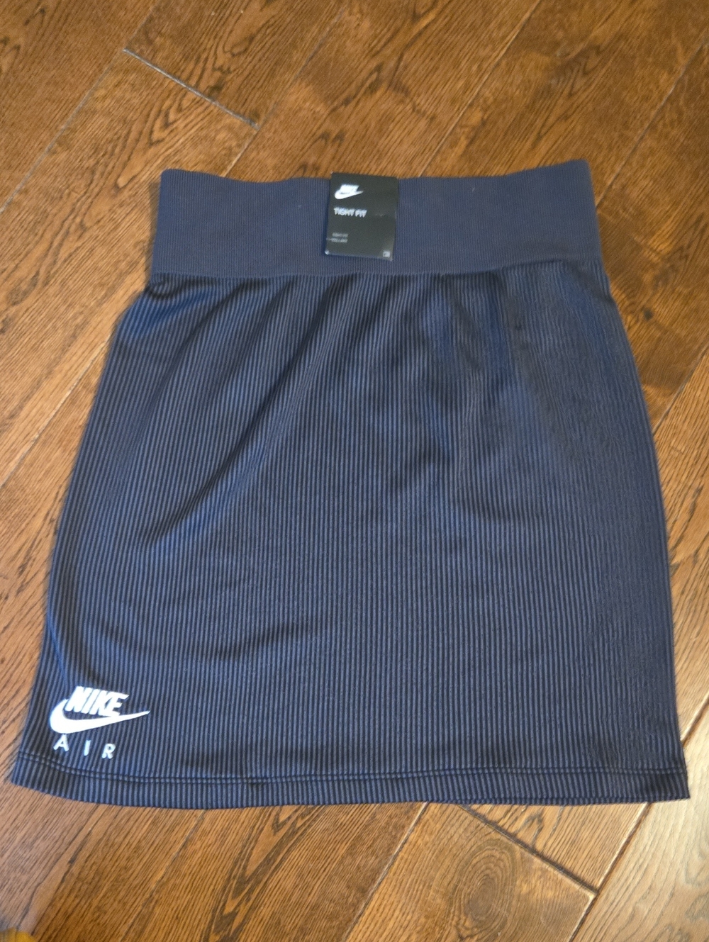 Nike Women's Navy Ribbed Mini Skirt with White Logo